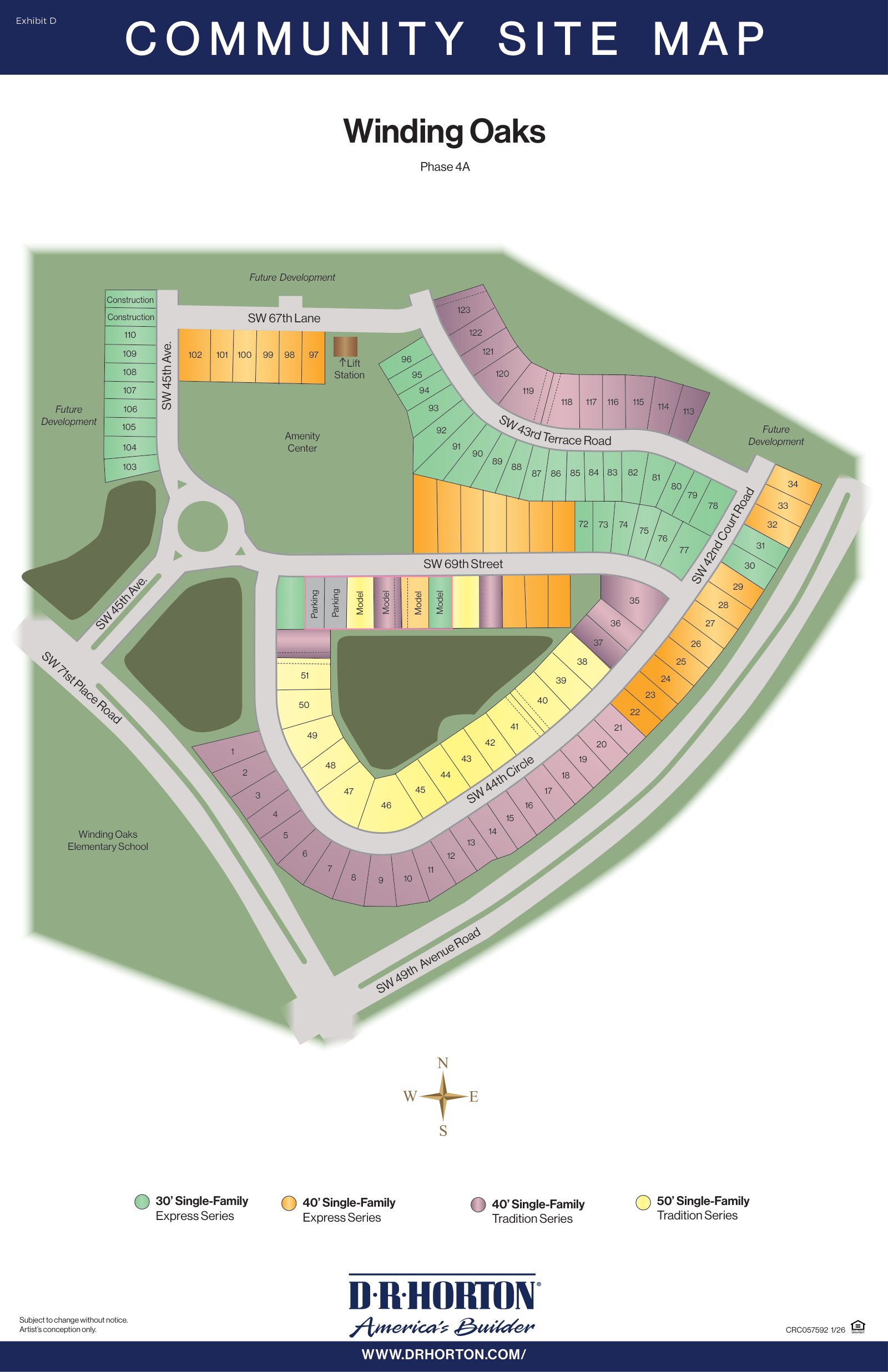 Winding Oaks - Tartan Farms - Sitemap - Phase 4A — homesite 101 marked